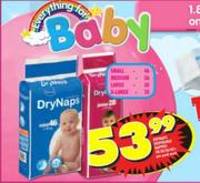 DryNaps Disposable Nappies-28/30/36/46's Per Pack Each