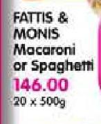 Fattis & Moni's Macaroni Or Spaghetti-20x500g