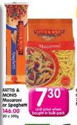 Fattis & Moni's Macaroni Or Spaghetti-500g