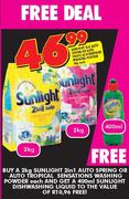 Sunlight 2 In 1 Auto Spring or Auto Tropical Sensations Washing Powder-2kg Each