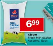 Clover Fresh Milk Sachet-1Ltr