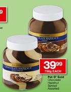 Pot O' Gold Chocolate Hazelnut Spread Assorted-750g Each