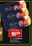 Bakers Blue Label Marie Biscuits-3 x 200g