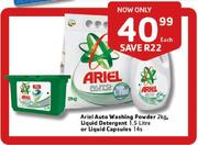 Ariel Auto Washing Powder 2kg, Liquid Detergent 1.5L Or Liquid Capsules 14's Each