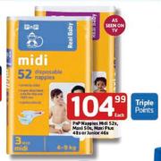 Pnp Nappies Midi-52's, Maxi-50's, Maxi Plus-48's Or Junior-46's