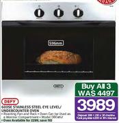 Defy Stainless Steel 600SE Eye Level 596mm Undercounter Oven