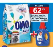 Omo Auto Washing Powder 3Kg + Free 1L Omo Liquid Detergent Fast Action