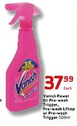 Vanish Power 02 Pre Wash Trigger, Pre Wash Liftop Or Pre Wash Trigger-500 Each