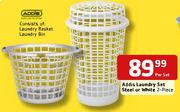 Addis laundry Set Steel Or White 2 Piece-Per Set