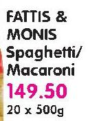 Fattis & Monis Spaghetti/Macaroni-20 x 500g