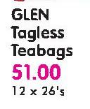 Glen Tagless Teabags-12x26's