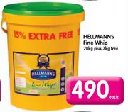 Hellmanns Fine Whip-20kg + 3kg Free Each