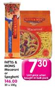 Fatti & Monis Macaroni Or Spaghetti-20 x 500g