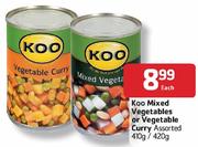 Koo Mixed Vegetables Or Vegetable Curry-410gm/420gm Each