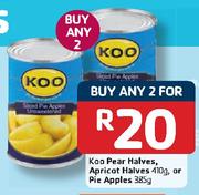 Koo Pear Halves Apricot Halves-2x410g Or Pie Apples-2x385g Each