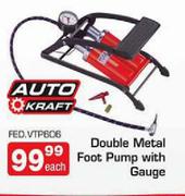 Auto Craft Double Action Foot Pump With Gauge