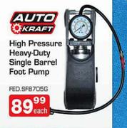 Auto Craft High Pressure Heavy Duty Single Barrel Foot Pump