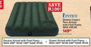 Intex Downy classic twin airbed  with foot pump