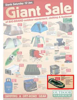 Outdoor Warehouse : Giant Sale (12 Jan - 3 Feb 2013), page 1