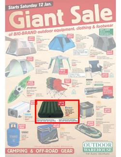 Outdoor Warehouse : Giant Sale (12 Jan - 3 Feb 2013), page 1