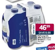 Pnp Long Life Milk Assorted in Bottles-6 x 1Ltr Per Pack