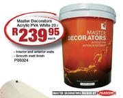 Plascon Master Decorators Acrylic PVA White-20ltr Each