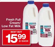 Housebrand Fresh Full Cream/Low Fat Milk-2Ltr. Each
