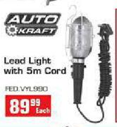 Auto Kraft Lead Light with 5m Cord-Each