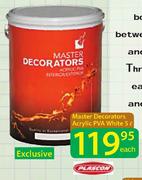 Plascon Master Decorators Acrylic PVA White-5L Each