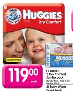 Huggies Dry Comfort Jumbo Pack Junior 58's, Midi 78's, Maxi 68's-Each