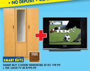 Smart Buy 3 Door Wardrobe + Tek 54cm TV