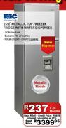 Metallic Top Freezer Fridge With Water Dispenser-255Ltr