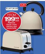 Platinum Classic Cream Stainless Steel Toaster Or 1.7L Kettle-Each