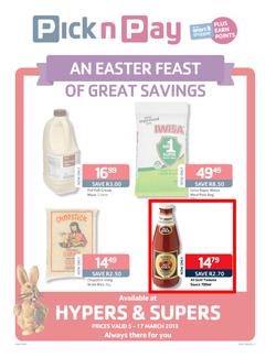 Pick n Pay Western Cape : An Easter of Great Savings (5 Mar - 17 Mar 2013), page 1