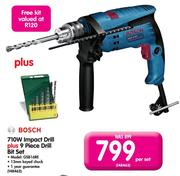 Bosch 710W Impact Drill+ 9 Piece Drill Bit Set GSB16RE-Per Set