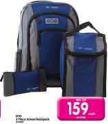 Eco 3 Piece School Backpack-Each