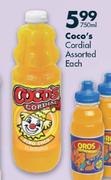 Coco's Cordial Assorted-750ml Each