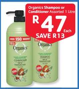 Organics Shampoo Or Conditioner Assorted -1 Litre Each