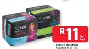 Kotex Maxi Pads Assorted-8s Or  10s Per Pack
