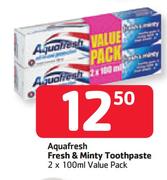 Aquafresh Fresh & Minty Toothpaste - 2 x 100ml