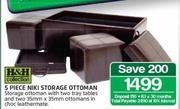 H & H Collection 5 Piece Niki Storage Ottoman