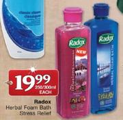 Radox Herbal Foam Bath Stress Relief-250/300ml Each