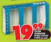 Colour Celebration Hi-Ball Glasses 3 Piece-Per Pack