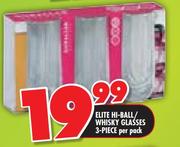 Elite Hi-Ball/Whisky Glasses 3 Piece-Per Pack