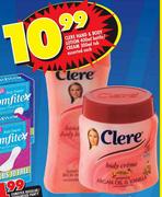 Clere Hand & Body Lotion Bottle-400ml / Cream Tub-300ml Assorted Each