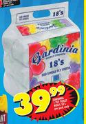 Gardinia 1 Ply Toilet Rolls-18's Per Pack