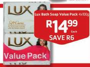 Lux Bath Soap Value Pack- 4x100gm Each