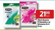 Shick Exacta 11 Sensitive or Womens 6+4 Free-Each