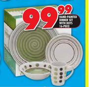 Hand-Painted Dinner Set With Dots -16 Piece