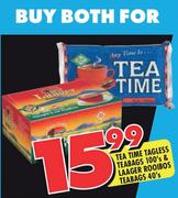 Tea Time Tagless Teabags-100's & Laager Rooibos Teabags-40's